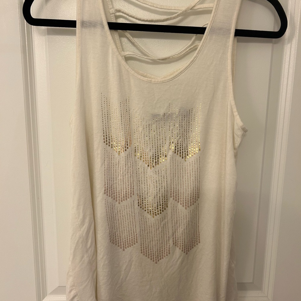 Women's Apt 9 Off White Tank Top with Gold Accents Size Medium
